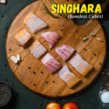 Singhara (Aar) Fish Boneless Cubes size 2 kg Nt. Wt. 300g (8-10 pcs)