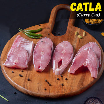 Catla (Bhakur, Large size 3 kg+) Bengali Curry Cut w/o Head Nt. Wt. 470-520g (5-7 pcs)
