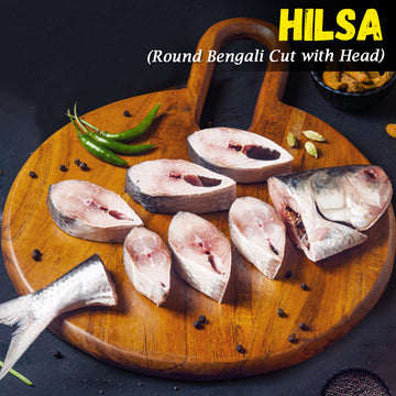 Hilsa(Padma Ilish) Fish Big Round Bengali Cut with Head Nt. Wt. 700g-750g