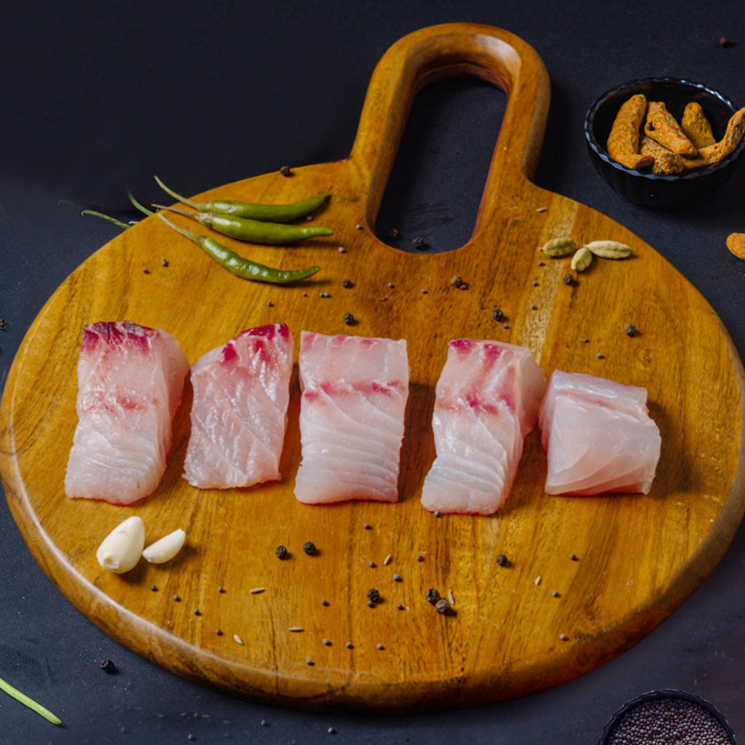 Red Snapper (Chempalli) Fish Boneless Cubes Nt. Wt. 300g (8-10 pcs)