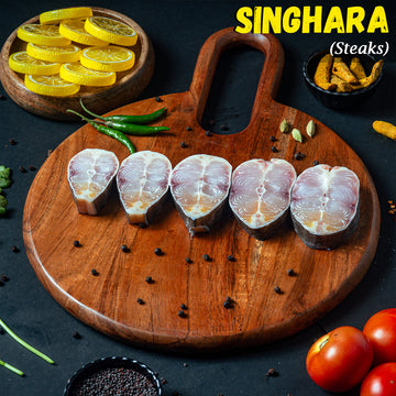 Singhara (Aar) Fish Steaks w/o Head Nt. Wt. 400g (6-8 pcs)