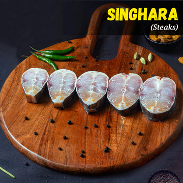 Singhara (Aar) Fish Steaks w/o Head Nt. Wt. 400g (6-8 pcs)