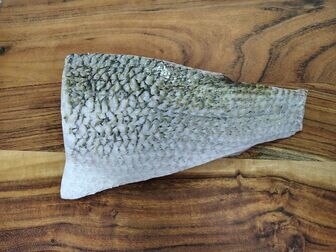 Kolkata Bhetki (Sea Bass, Barramundi, size 2 kg) Fish Boneless Fillets with Skin Nt. Wt. 300g (1 piece)