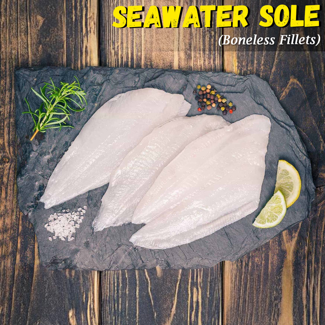 Seawater Sole Fish Boneless Fillets Nt. Wt. 300g (Pcs 1-2)