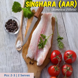 Singhara (Aar) Fish Boneless Fillets size 2 kg Nt. Wt. 300g