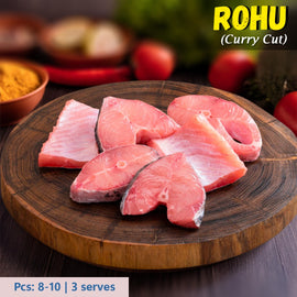 Rohu (Rui)Large Bengali Curry Cut w/o Head Nt. Wt. 500g