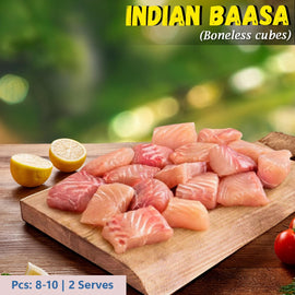 Indian Baasa ( Pangasius, Basa) Boneless Cubes Nt. Wt. 300g