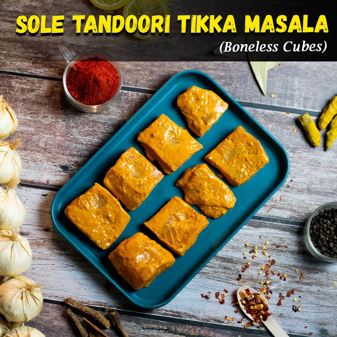 River Sol/Sole Tandoori Tikka Masala Fish (Murrel) Boneless Cubes Nt. Wt. 300g (6-8 pcs)
