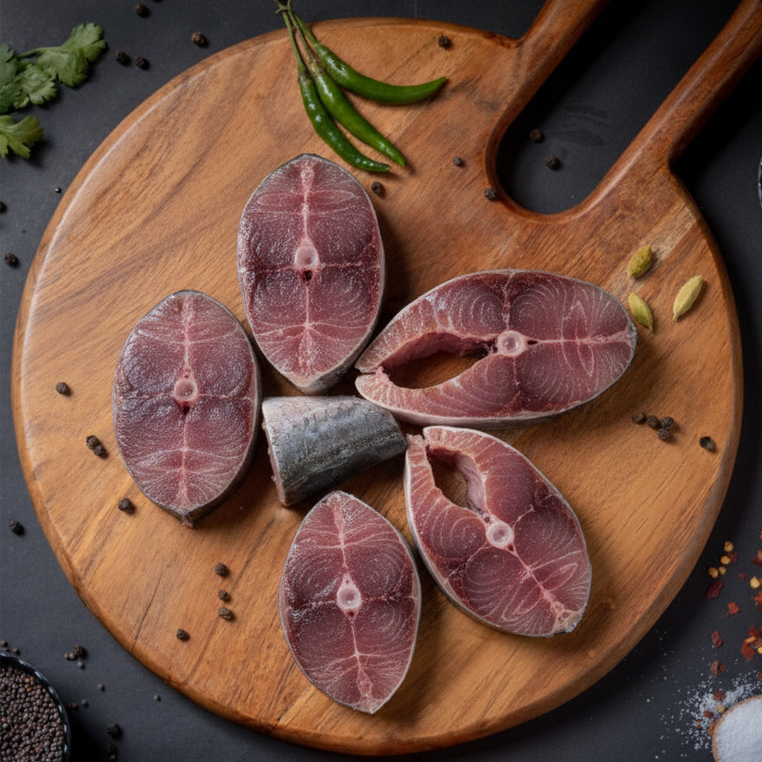 Bangda Curry Cut (Indian mackerel big) w/o Head Nt. Wt. 470-520g (6-8 pcs)