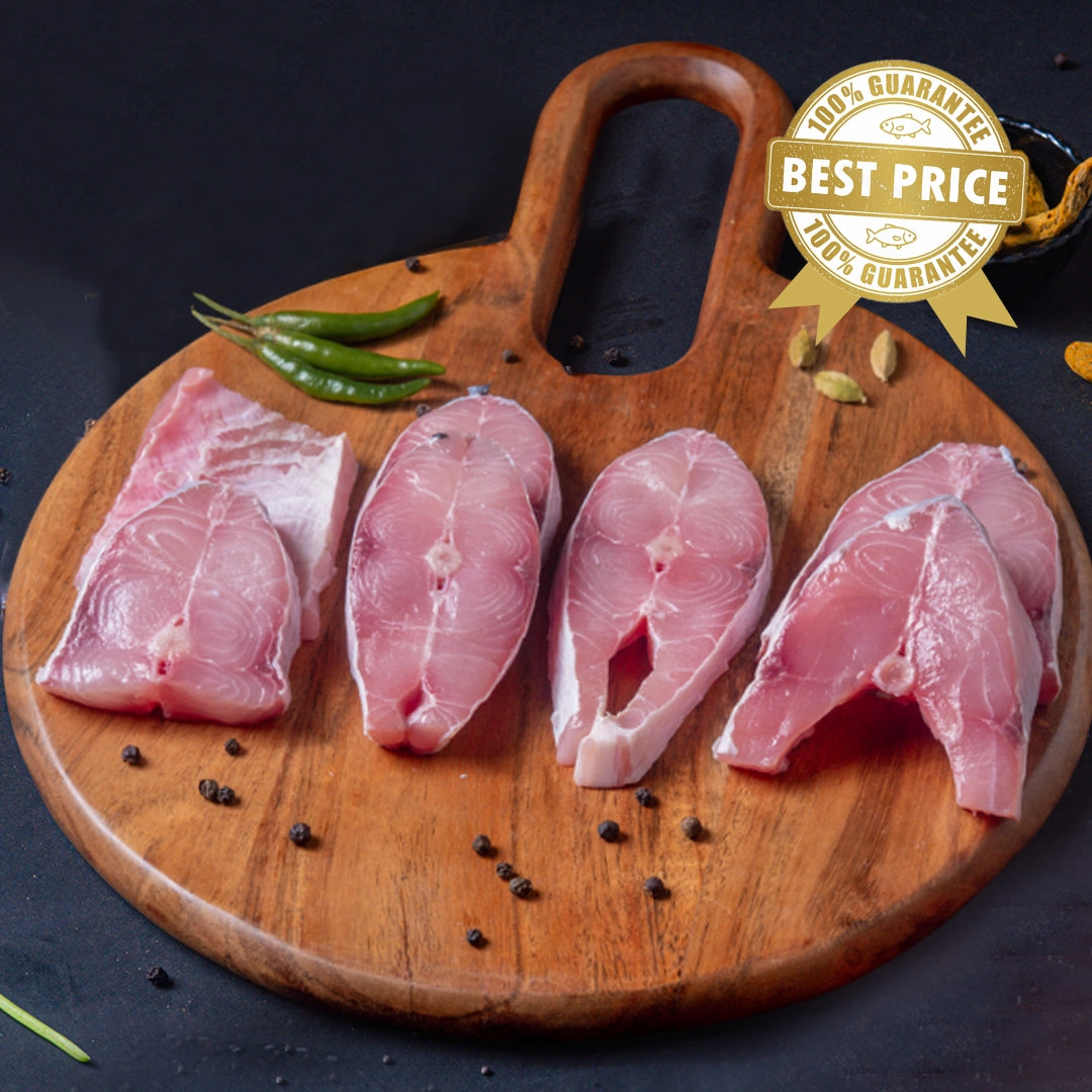 Catla (Bhakur, Large size 3 kg+) Bengali Curry Cut w/o Head Nt. Wt. 470-520g (5-7 pcs)