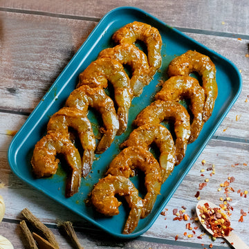 Chilli Garlic Tiger Prawns with tail on (Peeled & Deveined) Nt. Wt. 250g (10-12 pcs)