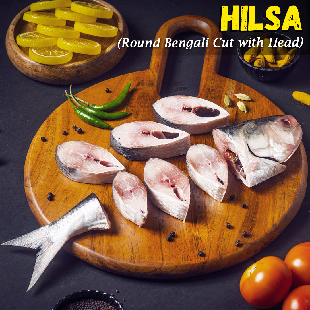 Hilsa(Padma Ilish) Fish Big Round Bengali Cut with Head Nt. Wt. 680-720g