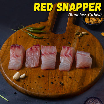 Red Snapper (Chempalli) Fish Boneless Cubes Nt. Wt. 300g (8-10 pcs)