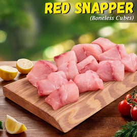 Red Snapper (Chempalli) Fish Boneless Cubes Nt. Wt. 300g (8-10 pcs)