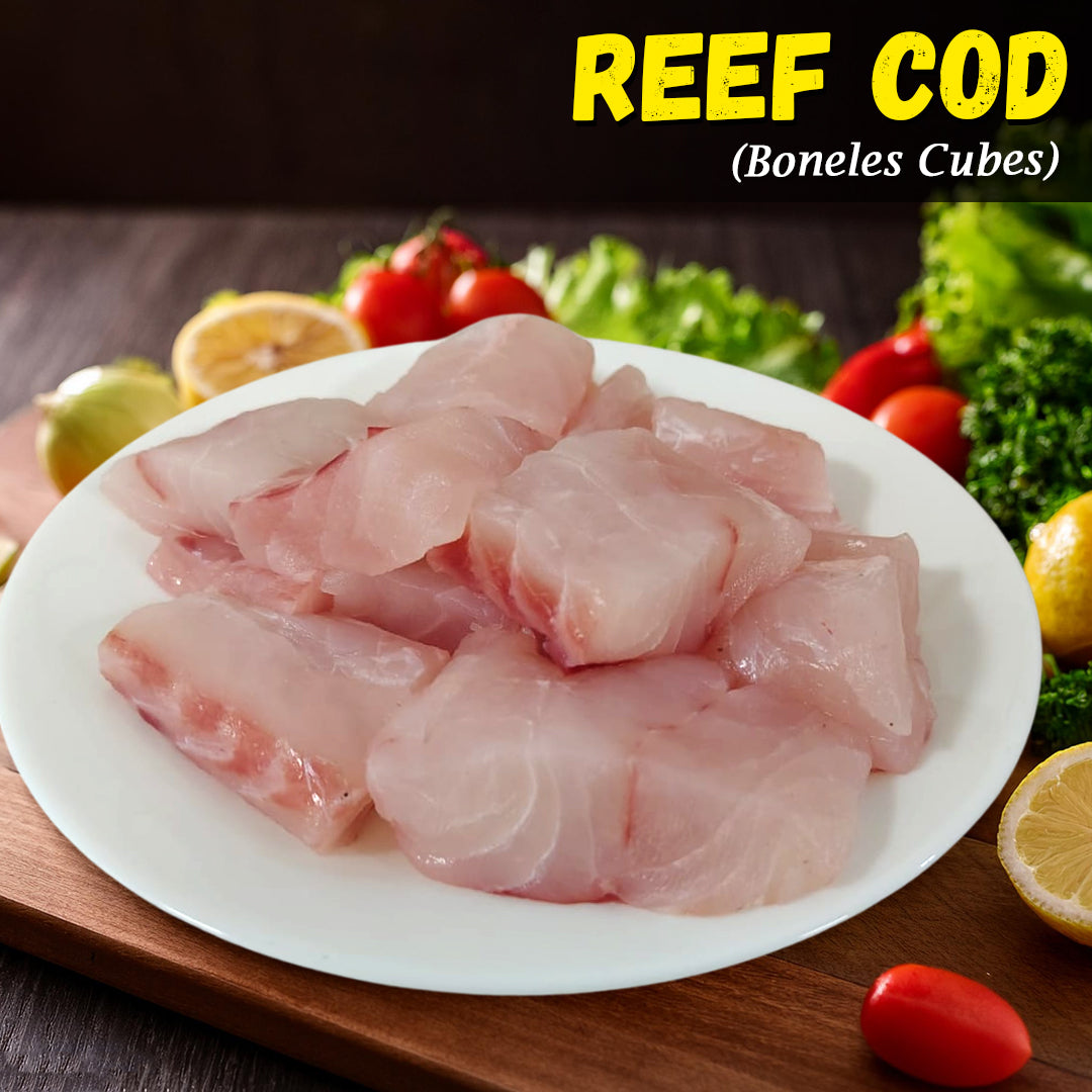 Reef cod Boneless Cubes Nt. Wt. 300g (8-10 pcs) – Dam Good Fish