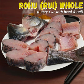 Rohu (Rui) Whole Curry Cut with head & tail Nt. Wt. 600-800g