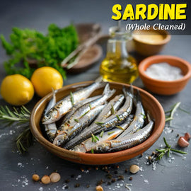 Sardine Whole Cleaned with Head Nt. Wt. 450-500g