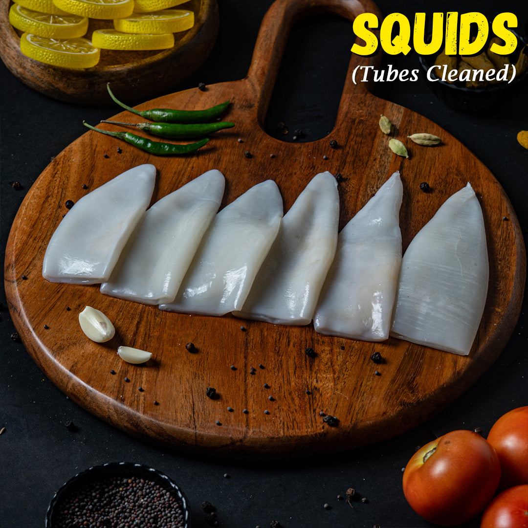 Squids (Tubes Cleaned) Nt. Wt. 300g (4-6 pcs)