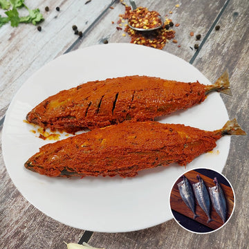 Tandoori Mackerel Whole Cleaned Marinated Nt. Wt. 450-500g (2-3 pcs)