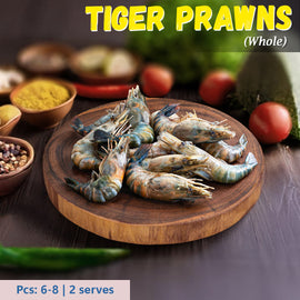 Tiger Prawns Big (Whole) Nt. Wt.300g (6-8 Pcs)