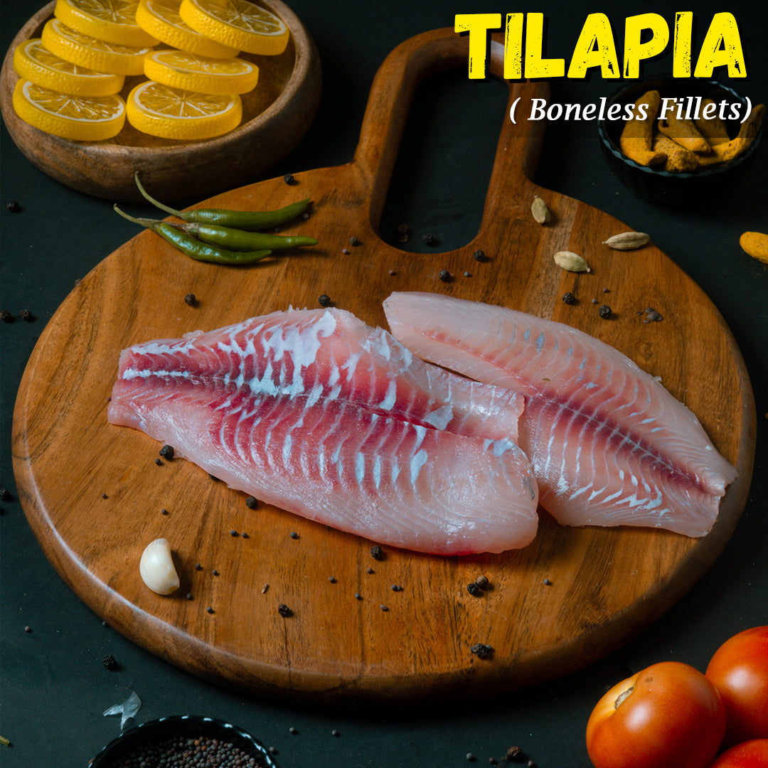 Tilapia (Jalebi) Fish Large Boneless Fillets Nt. Wt. 300g (1-2 pcs ...