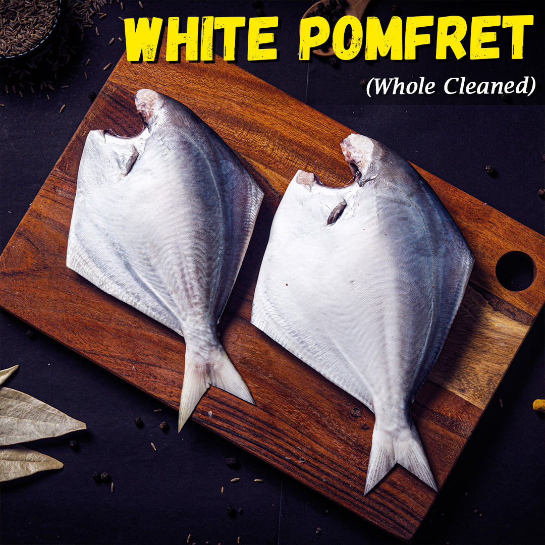 White Pomfret Whole Cleaned Nt. Wt. 400-470g (2-3 pcs)